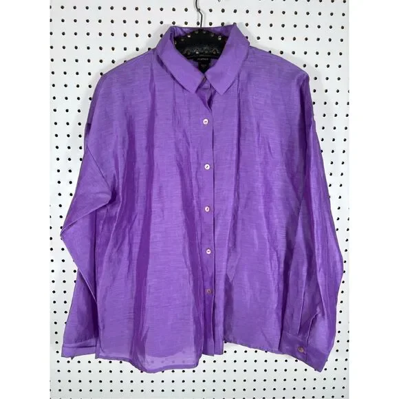 open lace back dress Mens Shiny Purple Silky Satin High Collar French Cuff Shirt Sangi Sebastian Coll. Large main image 0